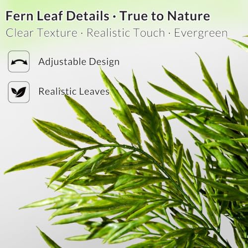 2 Pack Artificial Fern Plants in Pots Artificial Boston Ferns Potted Plants Faux Fern Bush Plant Shrubs Greenery for Outdoor Indoor Porch Patio Farmhouse Garden Living Room Office Table Decor (Type 3) - Image 3