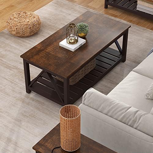 ChooChoo 40" Farmhouse Coffee Table with A-Frame Design for Living Room - Image 3