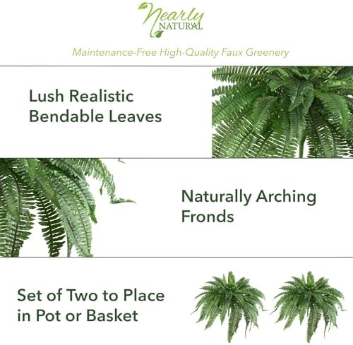 Nearly Natural 48 in Artificial Boston Fern Hanging Plant (Set of 2) - Image 5