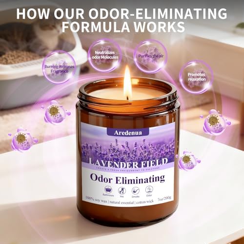 Lavender Odor Eliminating Candles, 7 oz Soy Scented Candle for Home - Image 5