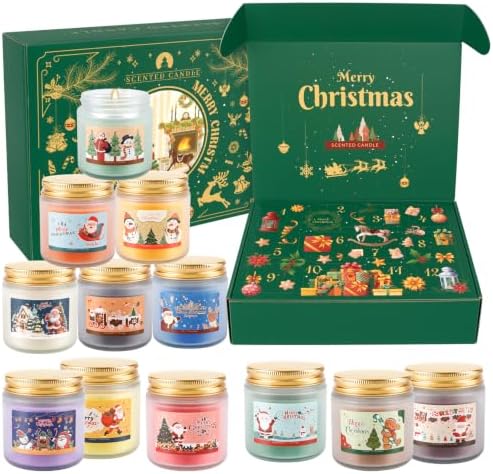 YOROXRG Christmas Candle Advent Calendar 2026 12 Days Scented Tumbler Candle Countdown to Xmas Natural Soy Wax Christmas for Adult Women and Men Season & Holiday Gifting by YOROXRG