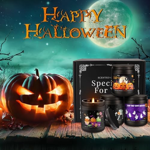 Halloween Scented Candles Set of 4 (7oz Each) – Spooky Aromatherapy Soy Wax Candles with Bat & Ghost Designs, Smokeless for All Saints' Day, Home Decor & Festive Gifts - Image 7