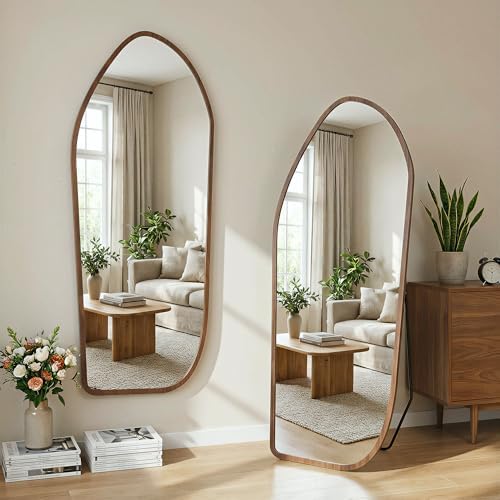 Suidia Full Length Mirror, Oversized Floor Mirror with Solid Wood Frame, Large Standing Mirror for Bedroom Living Room, Wood Art Style, Dark Walnut, 74" L x 32" W - Image 3