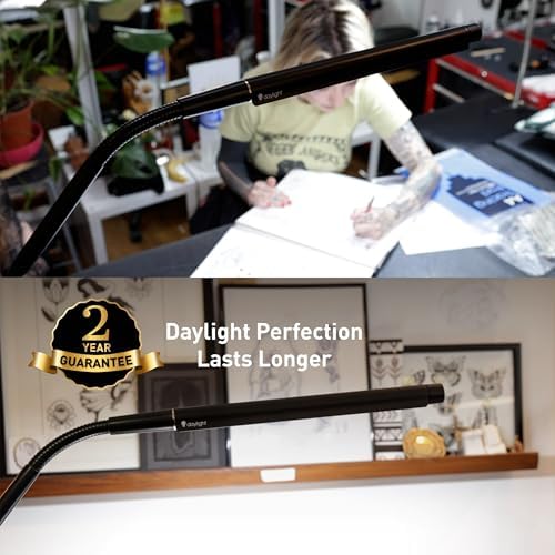 Electra Table Lamp: 3 Color Temperatures (Daylight 6000K/Cool 4000K/Warm 2700K), 95+ CRI LED, Dimmer Switch, Flexible Arm, Desk Lamp for Artists, Crafts & Office (Black, 2500 Lux at 12") - Image 5