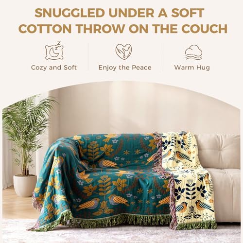 LUTBM Boho Throw Blanket for Couch 50"x60", 100% Cotton Soft Bed Blankets - Image 3