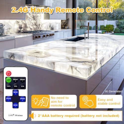 Lichaser 4 Pack LED Backlight Sheet White 6000K 24V 36W, Dimmable LED Panel Sheet Compatible with Alexa, Flexible Backlit Light Remote & APP Control, 19.7X9.7 Inch for Marble, Onyx, Quartz Countertop - Image 5