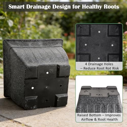 BTPLASTIK 4-Pack 18 Inch Large Outdoor Planters, Stone-Like Finish, Gray - Image 4