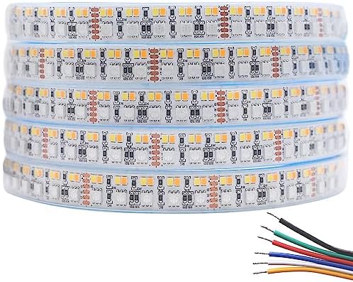 Brightest RGB CCT LED Strip Lights Outdoor Waterproof IP67 Color Changing 24V 270LEDs/m Super Bright RGBWW LED Strip 16.4ft (DC24V Waterproof IP67) by SLLHUT