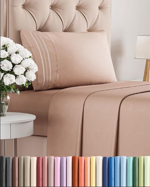 Twin Size 3 Piece Sheet Set - Comfy Breathable & Cooling Sheets - Mauve by CGKUnlimited