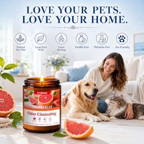 4 Pack Odor Eliminating Highly Fragranced Candle - Eliminates 95% of Pet, Smoke, Food & Other Smells Quickly - Air Freshing Scent of Grapefruit/Linen/Lavender/Ocean - 28oz Soy Candle Gift for Home - Image 3