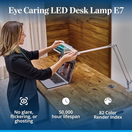 UPLIFTDESK E7 LED Desk Lamp with Clamp - Adjustable 3 Color Modes, Dimmable Black Architect Light for Standing Desk, Home Office, Dual Monitor Computer Work - Image 5