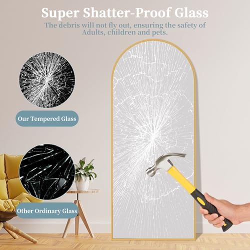 58"x19" Arched Full Length Mirror with Stand,Full Body Floor Mirror - Image 4