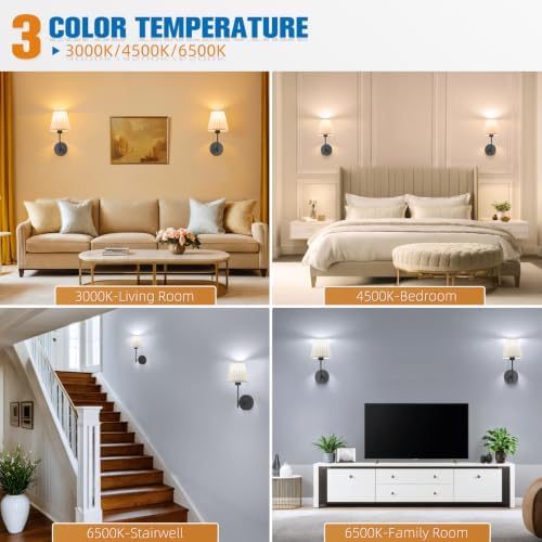 NIORSUN 14.5 inch Battery Operated Wall Sconce Set of 2,Beige-Black Rechargeable Wall Lights with 10400mAh Dimmable Bulbs and Remote, 9 Colors Wireless Wall Lamps for Bedroom Living Room - Image 4