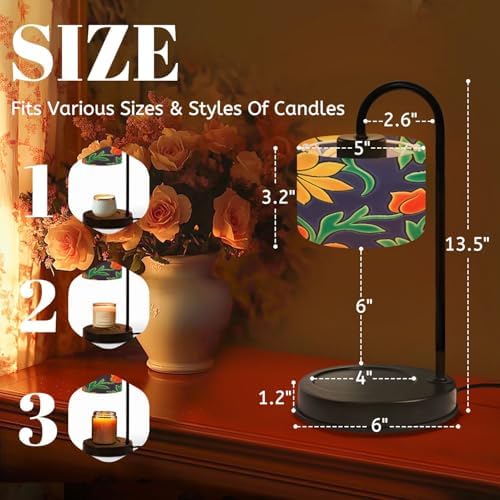 Candle Warmer Lamp with Timer Mexican Ceramic Seamless Talavera Handcrafted Mexican Ceramic Tile Dimmable Wax Warmer with 4 Bulbs for Jar Candles Women Birthday Gifts House Warming New Home Decor - Image 2