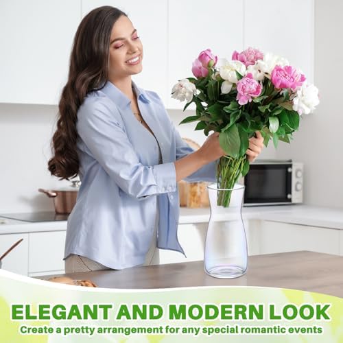 Thenshop 10 Pcs 8'' Tall Clear Glass Flower Vase for Bouquet, Neon Clear - Image 4