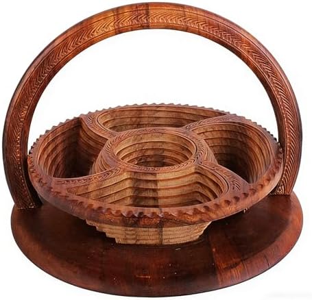 Handmade 14" Foldable Wooden Basket, Collapsible Fruit Basket by OXBZKMY