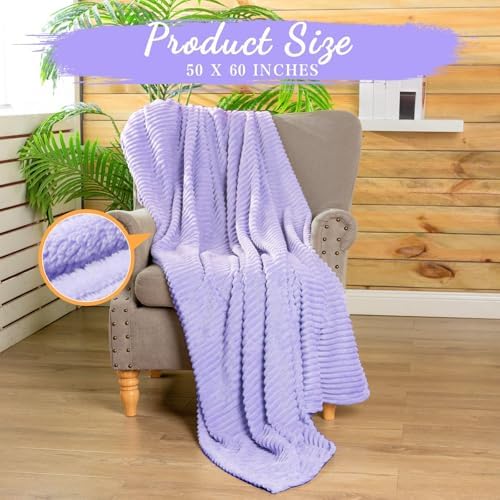 Buryeah 6 Pcs Flannel Blankets Bulk,Fall Outdoor Wedding, Light Purple - Image 2