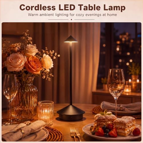 4 Pack Cordless Table Lamp, 3 Color Stepless Dimmable, Black - Image 4