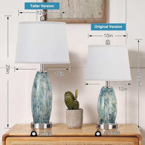 Lovlast 29" Tall Coastal Glass Table Lamps Set of 2 for Bedroom Living Room - Image 2