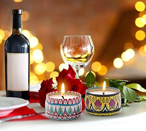 Bohemian Scented Candle for Christmas Thanksgiving Housewarming Gift, Set of 9 2.2oz Aromatherapy Candle for Stress Relief, Bohemian Tin Candle - Image 4