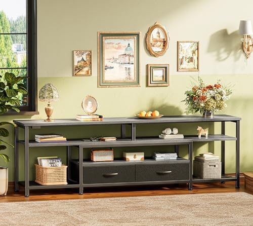 Huuger 63 Inch LED TV Stand with Power Outlets for 65 70 Inch TV - Image 7