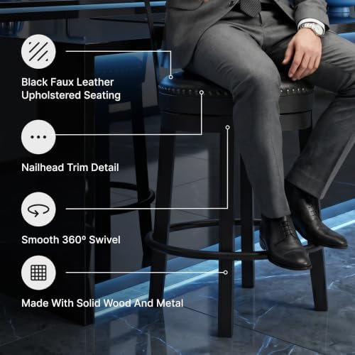 Signature Design by Ashley 30" Swivel Bar Height Bar Stool, Antiqued Black - Image 5
