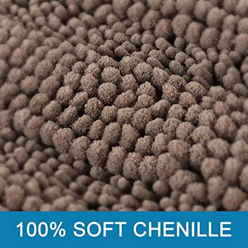 H.VERSAILTEX Bathroom Rugs Bath Rugs for Bathroom Non Slip Bath Mats Extra Thick Chenille Striped Rug 17" x 24" Absorbent Soft Shaggy Washable Dry Fast Bath Mats for Bath Room Floor - Taupe Brown - Image 3