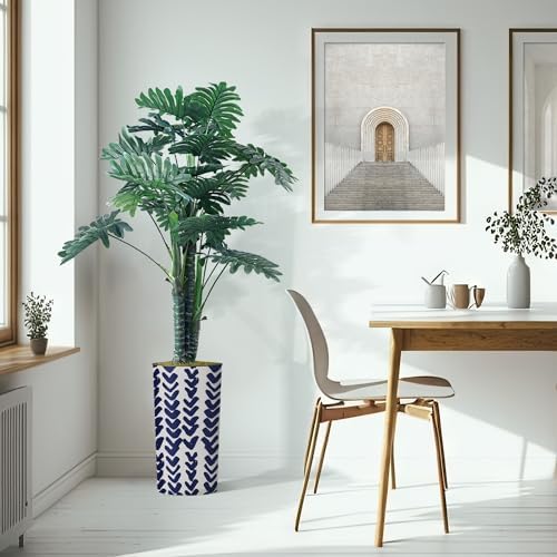 Artificial Tree in Modern Pattern Planter, Fake Philodendron Tree Silk Tree for Indoor and Outdoor Home Decoration - 70" Overall Tall (Plant Pot Plus Tree) - Image 6