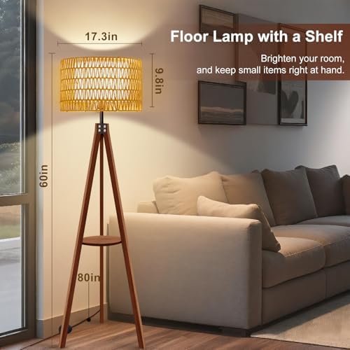 Vinaco Boho Tripod Floor Lamp with Shelf, 3 Color Temperatures 60 inch - Image 4