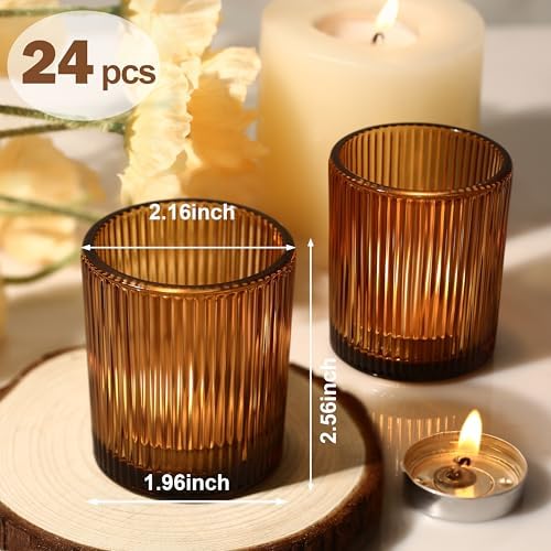 Votive Candle Holders, 24 Pack Amber Candle Holders for Christmas - Image 3
