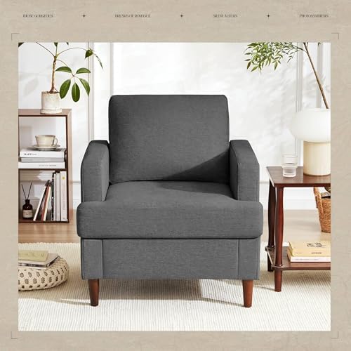 Mid-Century Accent Chair, Dark Grey Armchair Living Room Chairs, 2 Pack - Image 3