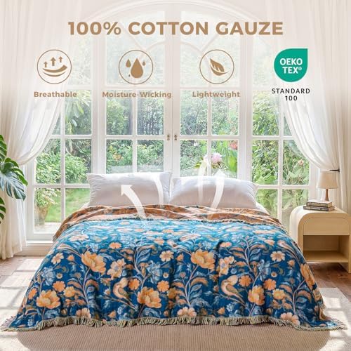 LUTBM Boho Throw Blanket for Bed 60"x80", All Season Cotton Couch Blankets - Image 3