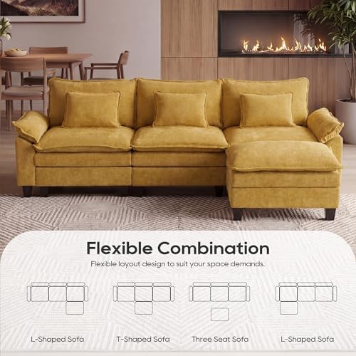 URRED Oversized Modular Sectional Sofa，Yellow：122" L Shaped - Image 4