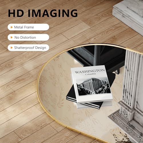 Arched Bathroom Mirror for Wall, 38" x 26" Metal Frame Vanity Mirror, Gold - Image 2