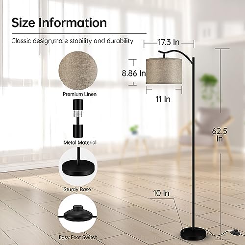 BoostArea LED Arched Floor Lamp with Fabric Linen Shade - Image 5