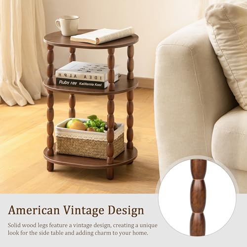 MaxSmeo Small Side Table, 3-Tier Small End Table, Modern Oval Night Stand Accent Table for Living Room, Bedroom, Walnut Brown - Image 6