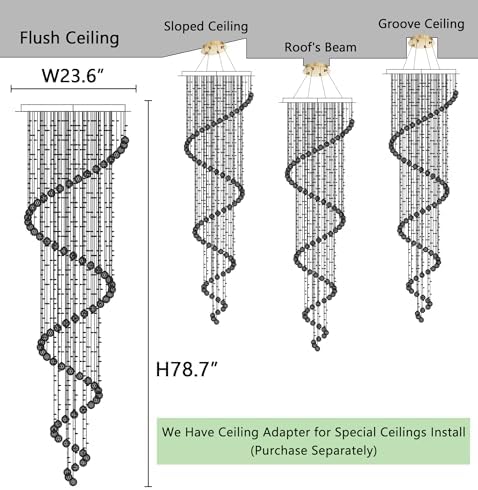 HAIXIANG W24 x H78 Inches Crystal Glam Chandelier Long Light Chandeliers with Dimmable Light Bulbs Gold High Ceiling Pendants Light Fixtures for Foyer Entryway Living Room Stair - Image 2
