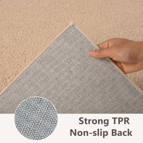 2x10 Beige Solid Runner Rug Washable Non-Slip for Kitchen Hallway Bathroom - Image 6