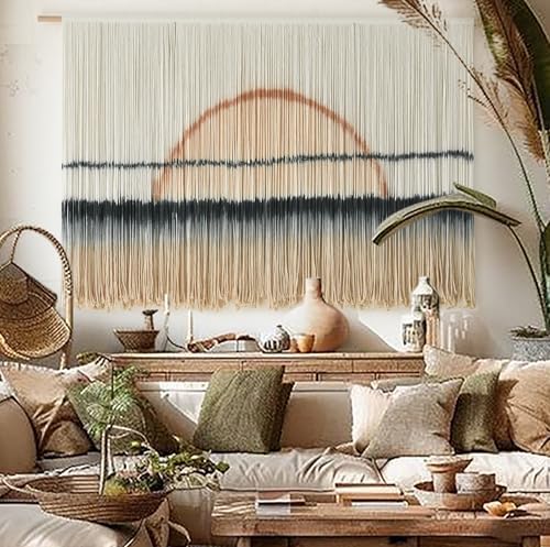 Jakalin Macrame Wall Hanging Sunset Dip Dye Boho Tapestry Handmade 57"x35" by Jakalin