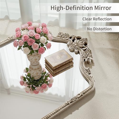 Arch Full Length Mirror 71"x32",Baroque Ornate Vintage Floor Standing Frame - Image 2
