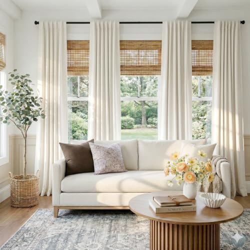Beige White Total Blackout Curtains for Bedroom 80 Inches Long - Image 5