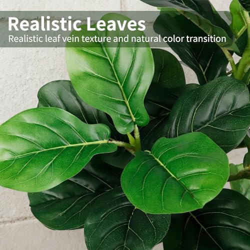 6FT Artificial Fiddle Leaf Fig Tree with White Planter & Fake Moss, Realistic Faux Ficus Lyrata Floor Plant for Indoor Home Office Decor, Housewarming Gift - Image 2