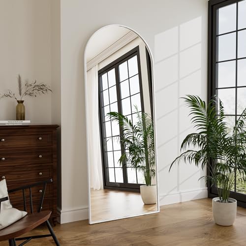 Rowjut Floor Length Mirror, 71"x26" Arched Full Length&Standing Hanging or Leaning&Freestanding Full Body Mirrors, Wall Mounted Mirror with Thin Aluminum Frame (White) - Image 3