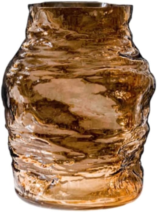 Handmade Glacier Patterned Glass Vase with Simple Style Irregular Shape and Innovative Home Decoration (Yellow 9in) by Unknown