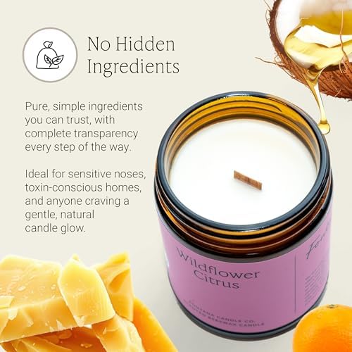 Fontana Candle Co Wood Wick Beeswax Candle, Wildflower Citrus - Image 6
