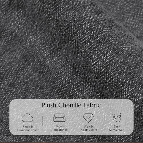 Traditional Accent Chair with Storage Ottoman, 41.3", Chenille, Dark Gray - Image 7