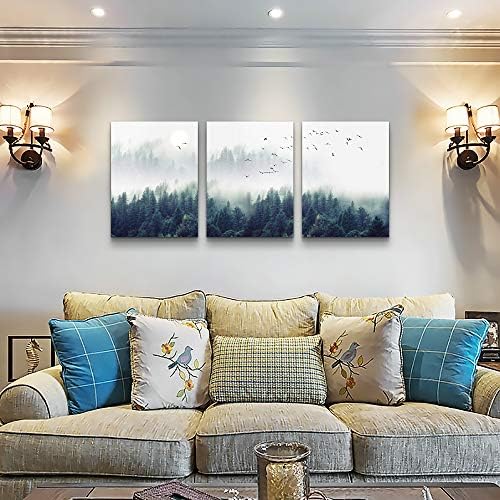 MHARTK66 Canvas Wall Art For Living Room Large Wall Decor For Bedroom Modern Office Wall Decorations Forest Landscape Paintings Farmhouse Pictures Artwork Home Decor Tree Nature 3 Panel Wall Art - Image 3
