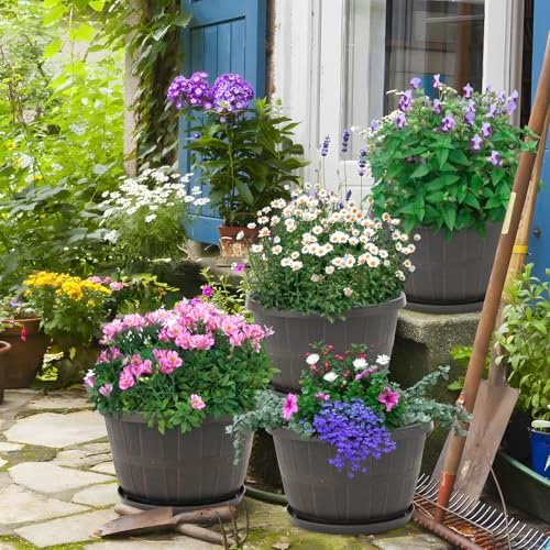 Quarut Plant Planters Pots Set of 4 Pack 16 Inch，Large Plastic Flower Pot - Image 5