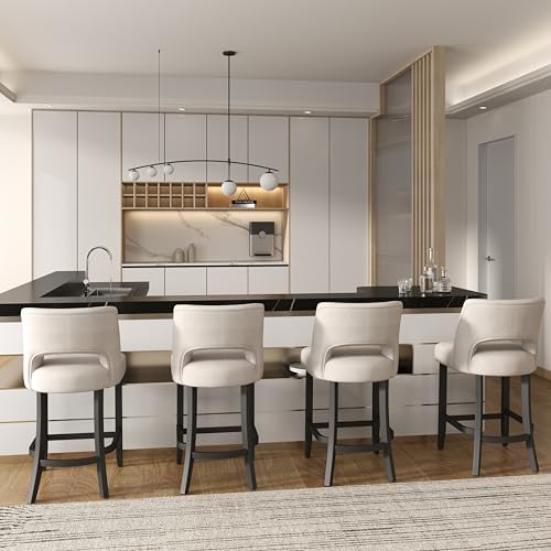 VKNOW Bar Stools Set of 4, 26" Upholstered Counter Height Bar Stools - Image 4