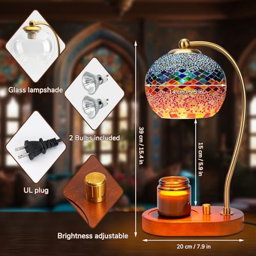 Turkish Mosaic Candle Warmer Lamp, Tiffany Style Wax Melt Warmer,Multicolor - Image 7
